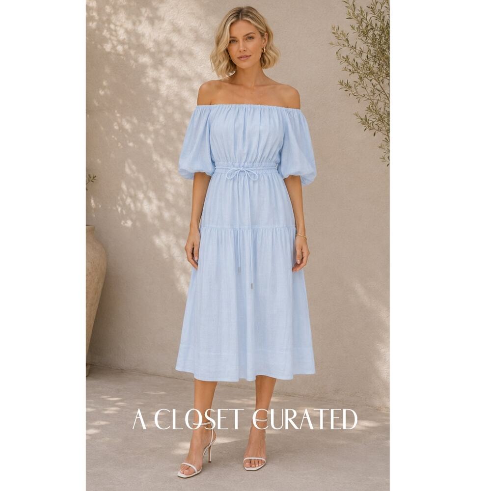 A.L.C Indy Cotton Midi Dress 6 Blue NEW